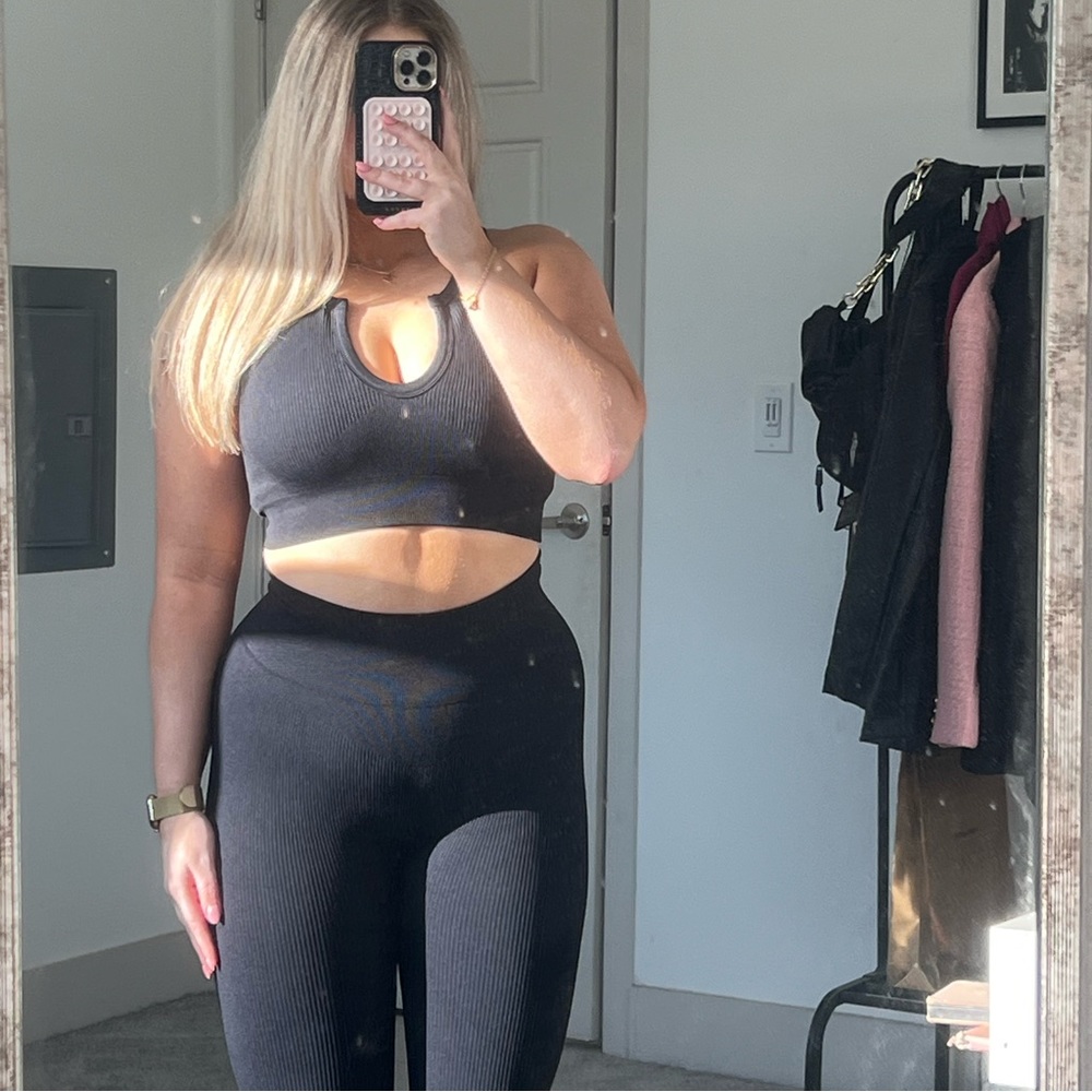 Ribbed Black Matching Workout Set